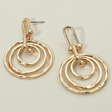 Women's Hammered Metal Layered Spiral Hoop Drop Dangle Earrings