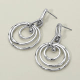 Women's Hammered Metal Layered Spiral Hoop Drop Dangle Earrings