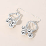 Abstract Metal Ball Cluster Hoop Drop Dangle Earrings