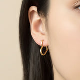 14K Gold Dipped Open Heart Huggie Hoop Earrings