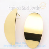 Stainless Steel Oval Domed Stud Earrings