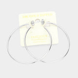 14K White Gold Dipped 2.25 Inch Metal Hypoallergenic Half Hoop Earrings