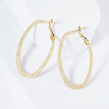 Gold Plated Hypoallergenic Textured Oval Hoop Earrings