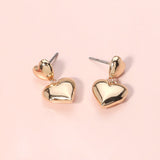 Puffy Metal Heart Dangle Earrings