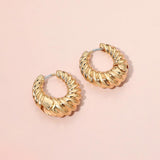 Ribbed Metal Huggie Hoop Earrings