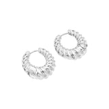 Ribbed Metal Huggie Hoop Earrings