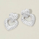 Textured Metal Double Heart Earrings