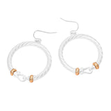 Two Tone Twisted Hoop Link Drop Dangle Earrings