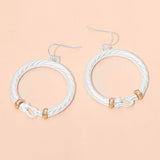 Two Tone Twisted Hoop Link Drop Dangle Earrings