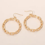 Textured Metal Chain Hoop Drop Dangle Earrings