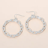 Textured Metal Chain Hoop Drop Dangle Earrings