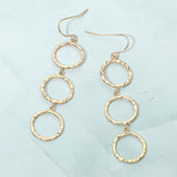 Textured Metal Open Circle Link Drop Earrings
