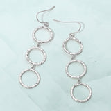 Textured Metal Open Circle Link Drop Earrings
