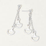 Double Metal Horsebit Charm Drop Earrings