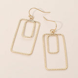 Geometric Rectangle Double Frame Drop Earrings