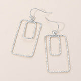 Geometric Rectangle Double Frame Drop Earrings