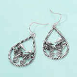 Seahorse Accented Open Teardrop Dangle Earrings