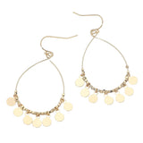 Boho Metal Coin Charm Beaded Teardrop Earrings