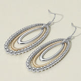 Textured Bead Layered Oval Dangle Earrings