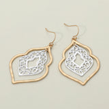 Metal Filigree Ornate Dangle Earrings