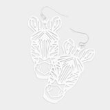 Brass Metal Cutout Zebra Dangle Earrings