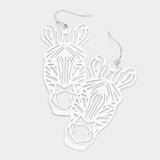 Brass Metal Cutout Zebra Dangle Earrings