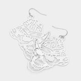 Brass Metal Cutout Skull Dangle Earrings