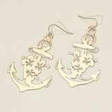 Brass Metal Cutout Anchor Dangle Earrings