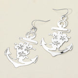 Brass Metal Cutout Anchor Dangle Earrings