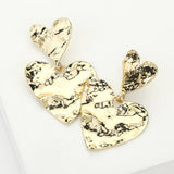 Hammered Metal Heart Dangle Earrings