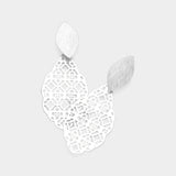 Filigree Brass Metal Petal Dangle Earrings