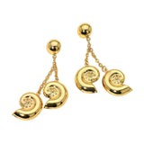 Stainless Steel Double Spiral Shell Drop Earrings