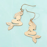 Brass Metal Mermaid Dangle Earrings