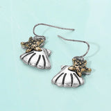 Metal Starfish Shell Dangle Earrings