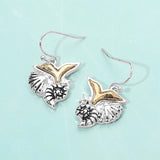 Metal Whale Tail Starfish Conch Shell Dangle Earrings