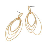 Textured Metal Open Layered Oval Drop Earrings