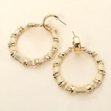 Metal Bamboo Hoop Drop Earrings