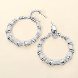 Metal Bamboo Hoop Drop Earrings