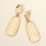 Hammered Worn Metal Plate Drop Statement Earrings
