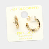 14K Gold Dipped Textured Metal Half Hoop Earrings
