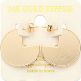 14K Gold Dipped Abstract Metal Round Earrings
