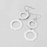Metal Double Octagon Link Drop Dangle Earrings