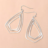 Metal Wire Geometric Triple Layered Dangle Earrings
