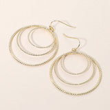 Textured Metal Triple Layered Hoop Dangle Earrings