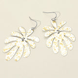 Splash Metal Leaf Link Dangle Earrings
