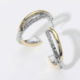 14K Gold Plated Crisscross Metal Hoop Earrings