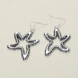 Antique Metal Open Starfish Drop Earrings
