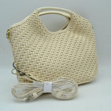 Woven Basket Weave Top-Handle Crossbody Bag and Handbag with Adjustable Strap