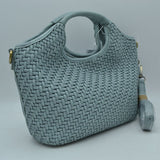 Woven Basket Weave Top-Handle Crossbody Bag and Handbag with Adjustable Strap