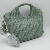 Woven Basket Weave Top-Handle Crossbody Bag and Handbag with Adjustable Strap